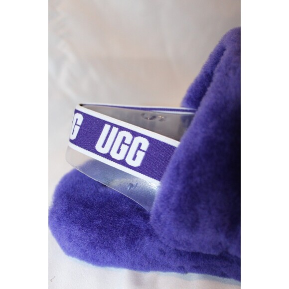 NIB UGG YOUTH 5 WOMEN'S 6.5-7 FLUFF YEAH SLIP ON SHEARLING SLIPPERS PURPLE - Picture 4 of 6